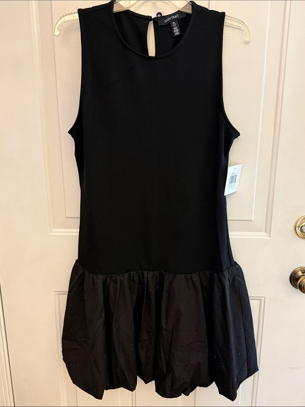 Ellen Tracy black “bling bubble bottom” dress. Size Large., NWT